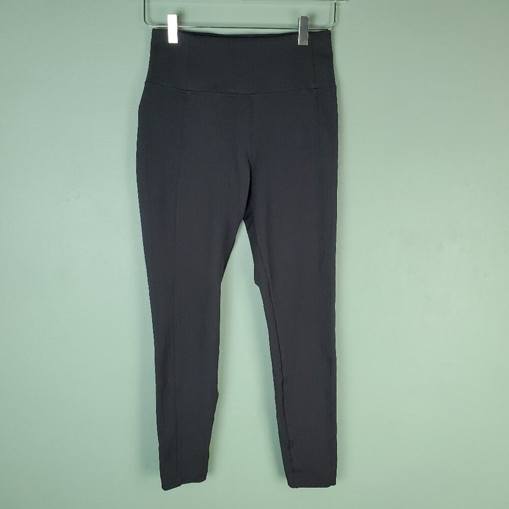 Athleta Delancey Black Herringbone High Waisted Fitted Textured Tight Size Small